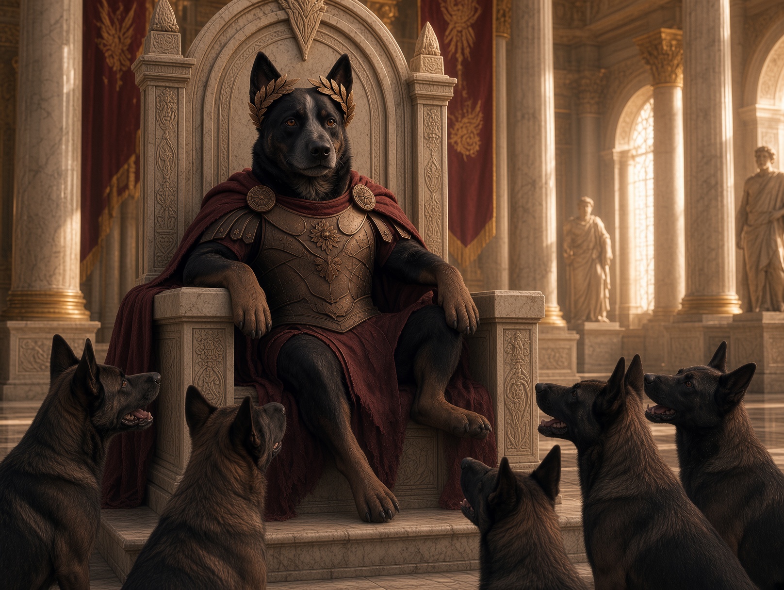 Barkus Aurelius enthroned